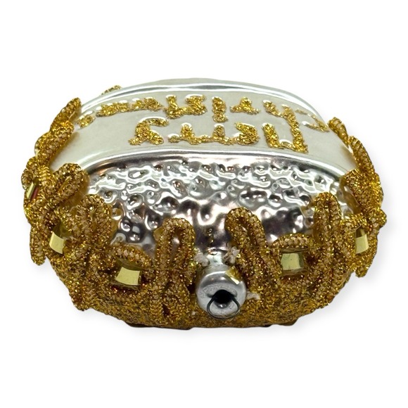 Vintage West Germany Heart Ornament Merry Christmas Pebbled Glass Embellished - Picture 5 of 8